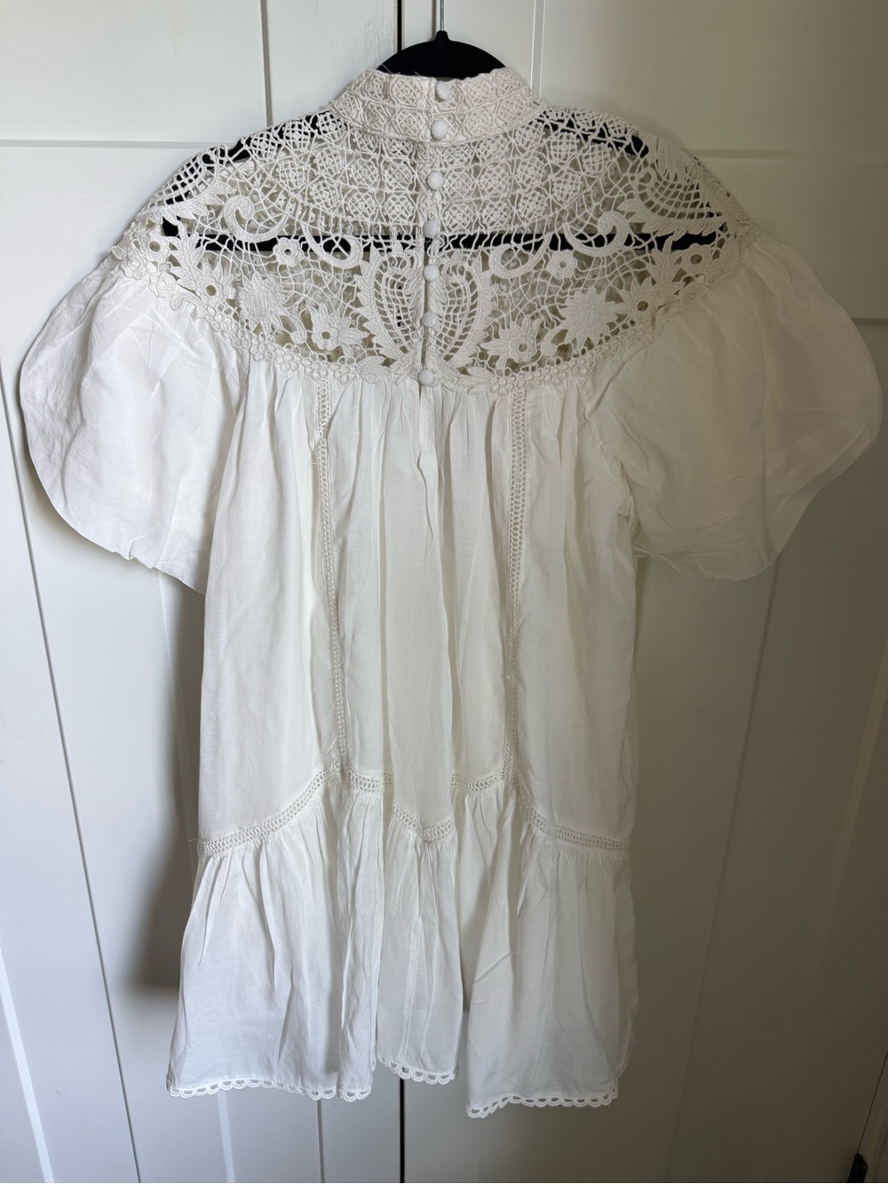 NWOT By Anthropologie High-Neck Lace Tunic Mini Dress with delicate lace overlay - Picture 9 of 11